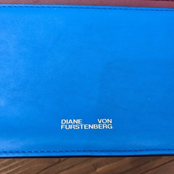 DVF Diane von Furstenberg Bonne Soirée Shoulder Bag Blue Suede Gold Chain Strap - Picture 4 of 8